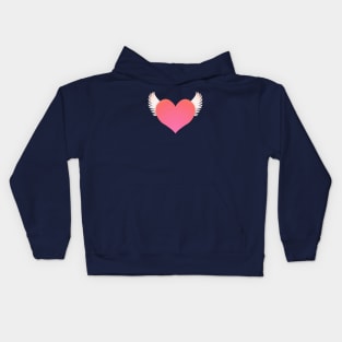 Pink Heart on Wings Kids Hoodie